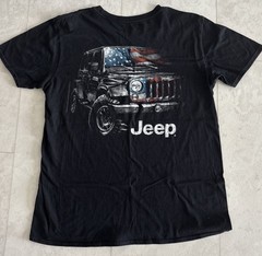 Jedco Jeep American Flag Black Tshirt Size Large 100% Cotton Short Sleeve USA
