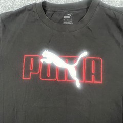 Puma T Shirt Men Large Black Cotton Logo Print Crew Neck Straight Hem Streetwear