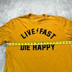 FastHouse Live Fast Die Happy T-Shirt Mens Large Yellow