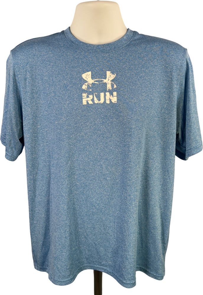 Under Armour Men’s Blue HeatGear Short Sleeve Run Athletic T-Shirt – L