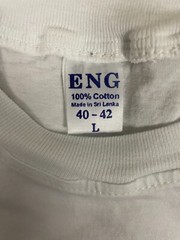 ENG T-Shirt Mens Large Regular Fit Crew Neck Sri Lanka Wildlife Elephant White