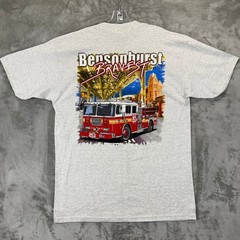 VTG Gildan FDNY Bensonhurst Bravest Engine 253 Mens L Gray Brooklyn Fire Dept