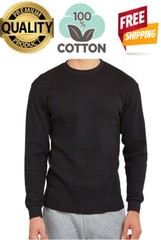 Thermal Shirt COTTON Warm Medium Weight Long Sleeve Crew Neck Waffle Men’s