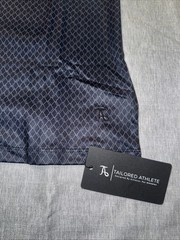 Retro Open Collar Polo In Square Geo Print XL -Brand- Tailored Athlete