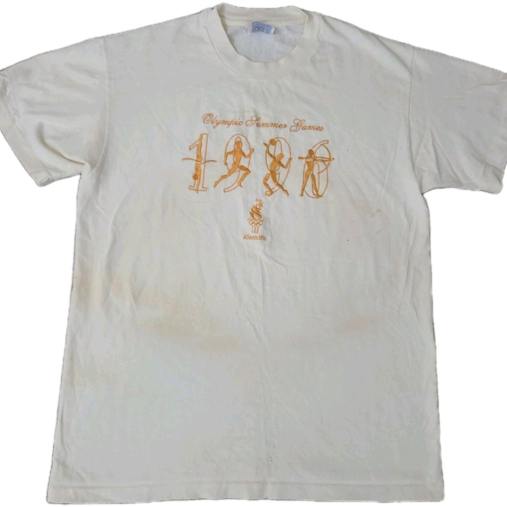 Vintage Atlanta 1996 Olympics T Shirt Mens M White Hanes Single Stitch