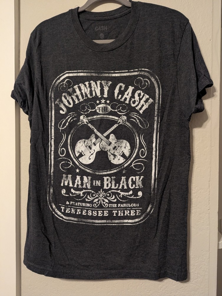 Cash Unisex L Johnny Cash T-Shirt -Heathered Dark Grey