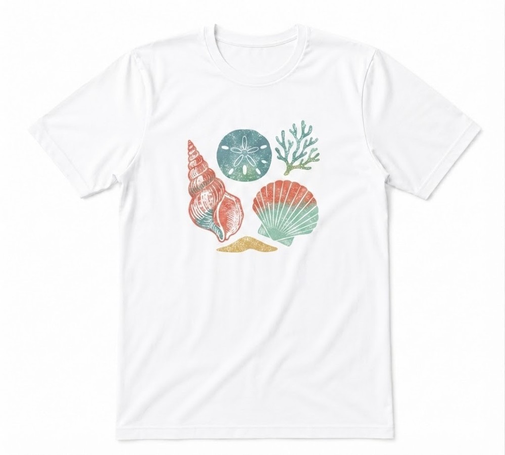 Summer Seashells Vacation White T- Shirt