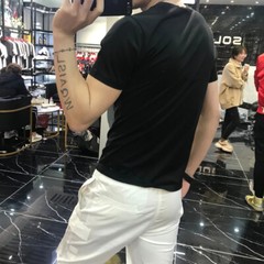 New Fashion Hot Drill Tiger Rhinestones Trend Cotton Summer Luxury Men T-Shirt