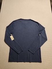 Lucky Brand Venice Burnout Mens M Long Sleeve Henley Shirt Denim Blue NWT