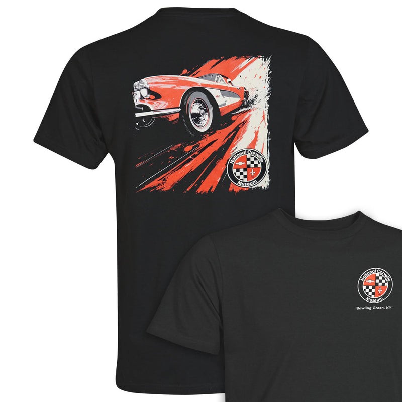 C1 Corvette Red Vintage Graphic T-Shirt Classic American Sports Car Tee