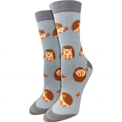 Womens Premium Comfort Animal Socks Hedgehog Grey 4-10