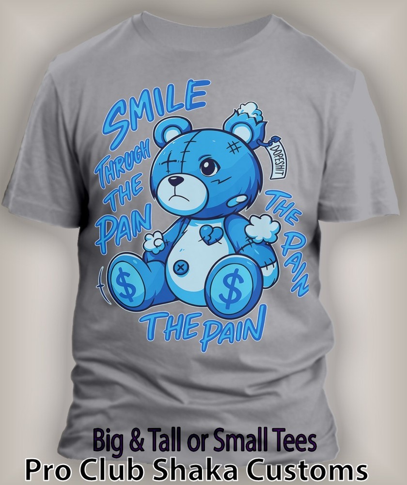 Mens Smile Thru the Pain Hip Sneaker Tee Shirt to Match J12 French Blue Big Tall
