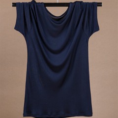 Knitted Men’s Short Sleeve T-shirt Mulberry Silk Fabric Round Neck Pullover Top