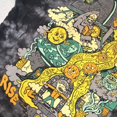 Killer Acid Men’s Black Gray Yellow Cotton Tie Dye Sun Graphic T-Shirt Size M