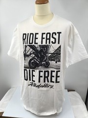 “Ride Fast Die Free” Action Faktory Motocross Tees, Graphics w/ Dirt Bikes, New