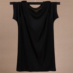 Knitted Men’s Short Sleeve T-shirt Mulberry Silk Fabric Round Neck Pullover Top