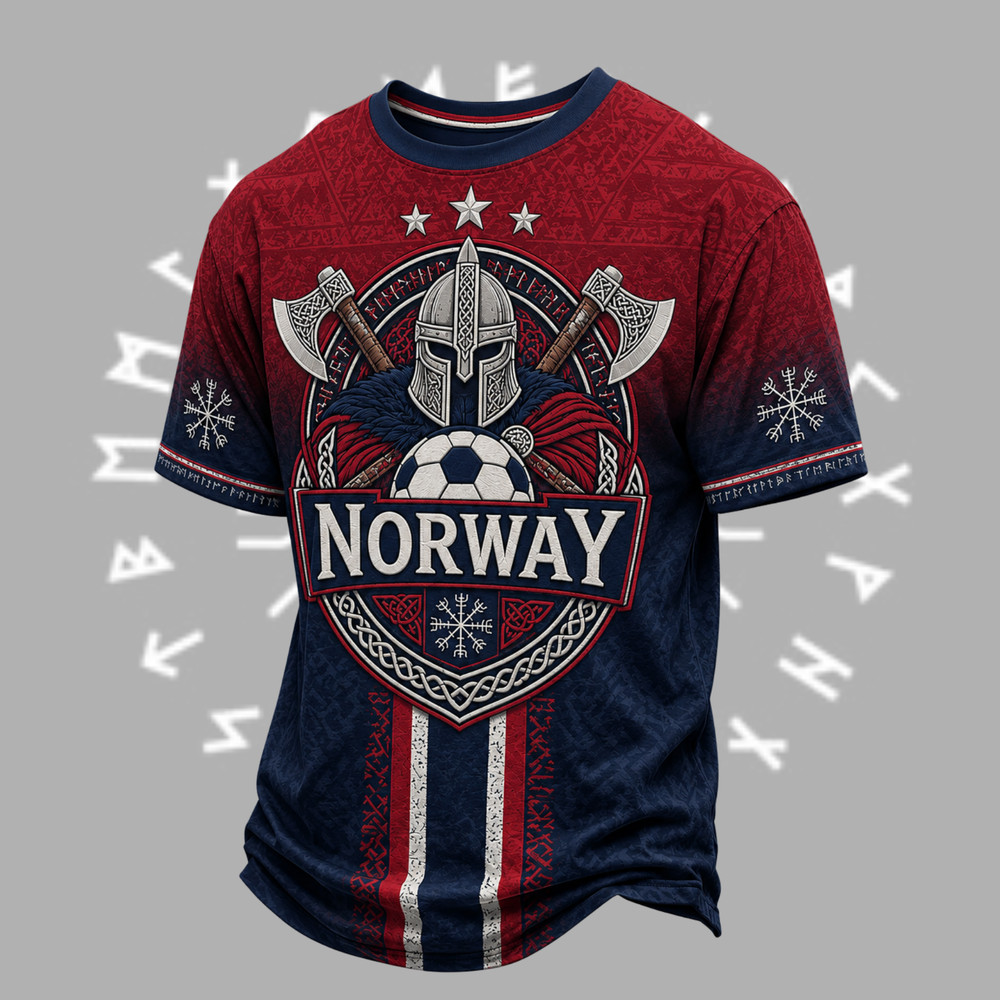 Norway Viking T-Shirt Norse Heritage Norwegian Flag Scandinavian Mens (S-5XL)