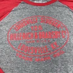 Retro Brand Gray & Red Louisville Slugger Hillerich & Bradsby Co T Shirt Mens XL