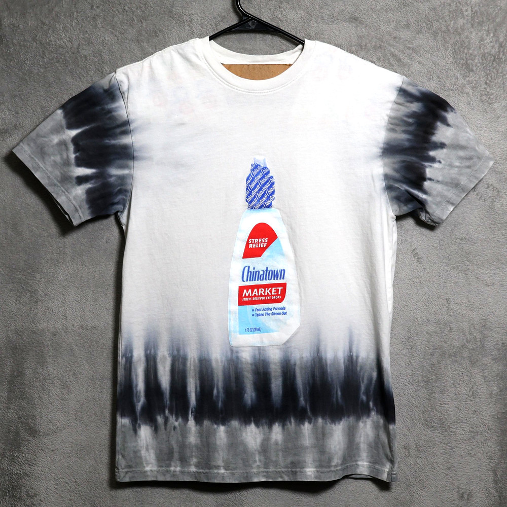 Chinatown Market Shirt Men Medium White Gray Tie Dye Stress Relief Puff Print