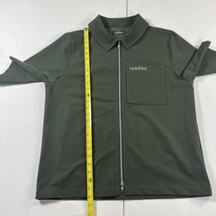 Tenore Zip Up Shirt Jacket Polo Short Sleeve Green Logo Pocket Men’s L