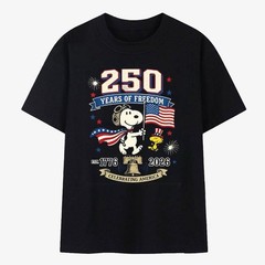 250 Years Of Freedom, Snoopy American Flag Patriotic Gift T-Shirt S-2XL