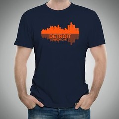 Detroit Michigan Skyline – Classic City Sports Team Pride T Shirt – Navy