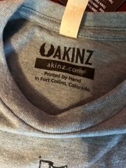 Akinz Hand-Printed Octopus & Ship Design T-Shirt Gray Crew Neck organic tee