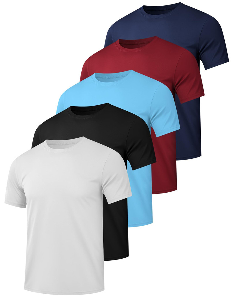 HOPLYNN 5 Pack Men’s Dry Fit Large, 1 Black 1 Blue 1 Gray 1 Navy 1 Wine