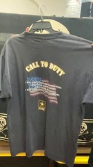 US Army Call To Duty T-Shirt Men’s XL Black Graphic Soldier Creed Flag Back