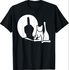 Cat Shadow Funny Middle Finger Gesture T-Shirt