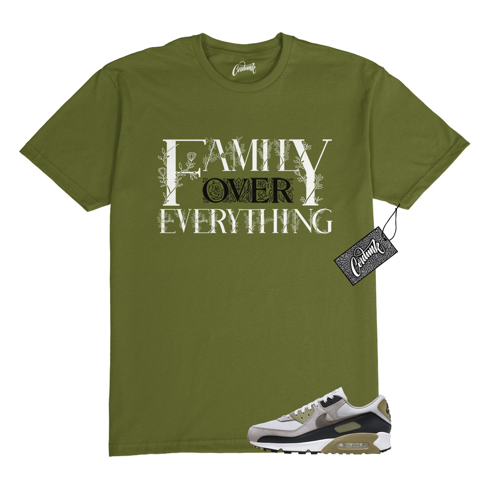 Air Max 90 Light Bone Neutral Olive College Grey Stone T Shirt to Match FAM