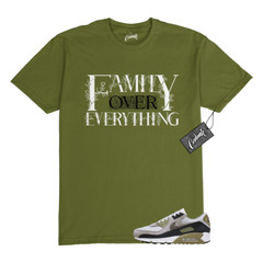 Air Max 90 Light Bone Neutral Olive College Grey Stone T Shirt to Match FAM