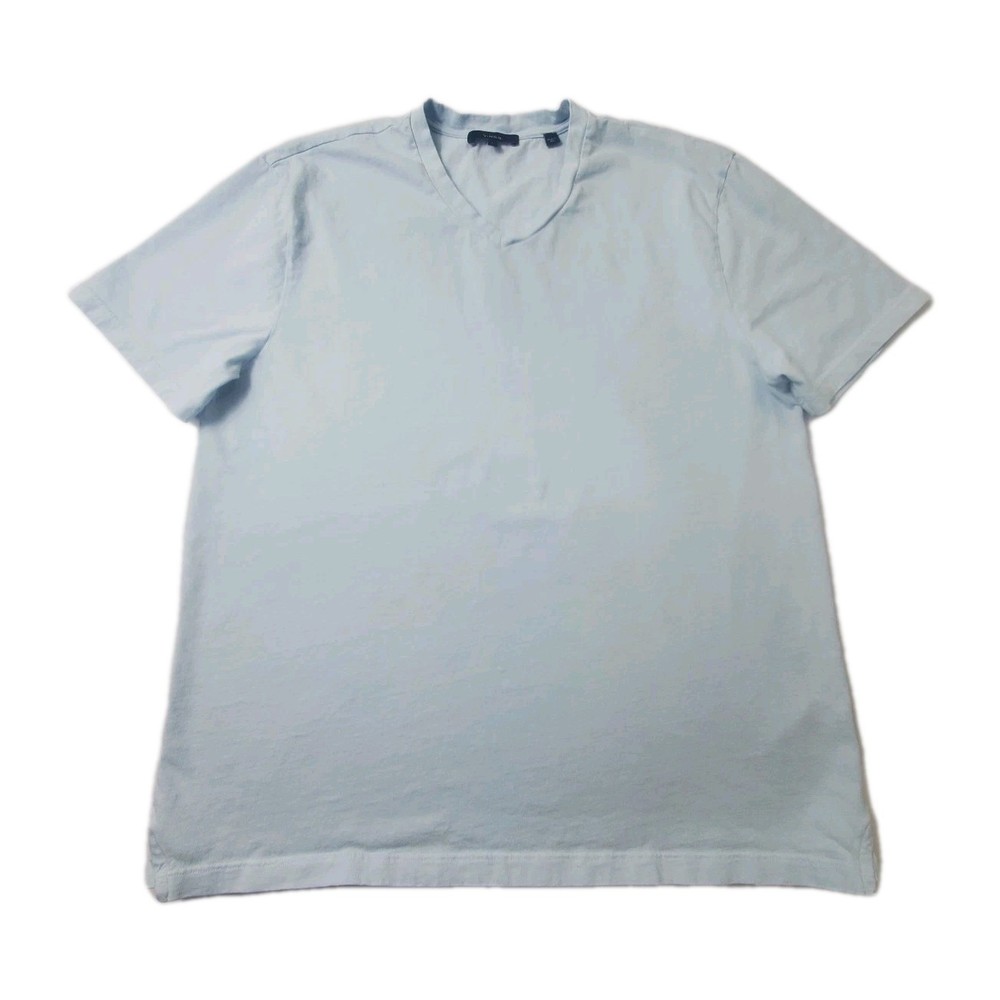 Vince T-Shirt Men’s Size Large Blue Short Sleeve V-Neck Causal 100% Cotton Adult