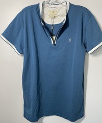Scott James 1/4 Zip Henley SS T-Shirt Men’s S BossBlue/Chalk SJTS-21014