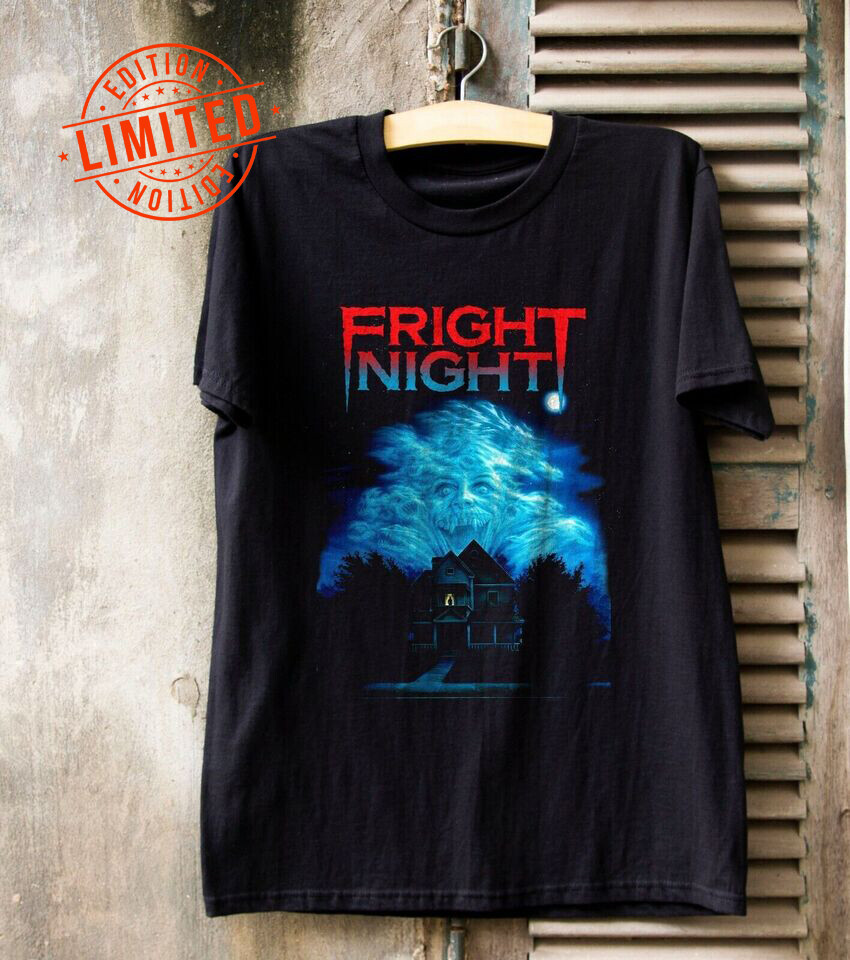 Fright Night 1985 Horror Movie Poster Cotton Black T Shirt