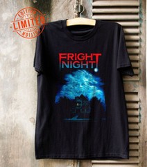 Fright Night 1985 Horror Movie Poster Cotton Black T Shirt