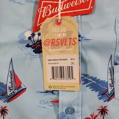 RSVLTS Shirt Mens Size 2XL Regatta Have A Bud Short Sleeve Button Down Blue
