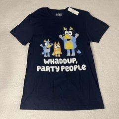Bluey Adult T-Shirt – Bandit Bingo Bluey Whaddup, Party People – Size Small NWT