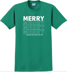 Merry Christmas Holiday T-Shirt Short Sleeve Graphic Tee Unisex apparel Text
