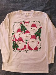 Vtg 90s Ho Ho Ho Santa Claus T-Shirt Sz M White Made In USA Women’s Unisex long