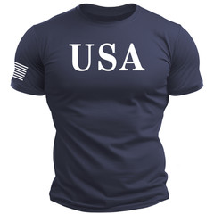 USA T-Shirt – President Trump style with USA Sleeve Flag maga America 2a S-2X
