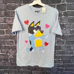 Bluey Men’s LARGE Bandit Bingo Family Hearts Shirt Heart