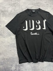 Roberto Just Cavalli T-Shirt Designer Tee Y2K Hype Big Logo Men’s Black Rare M
