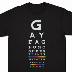 Gay Eye Chart T-Shirt (queer, tee, mens, LGBTQ, Pride, unicorn)