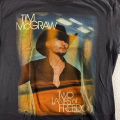 Tim McGraw T-Shirt Mens Large Black 2013 Two Lanes of Freedom Tour Graphic