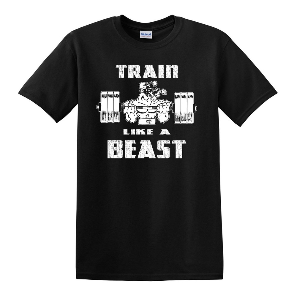 TRAIN LIKE A BEAST T-shirt – Powerlifting Gym Bodybuilding Strongman Lifting