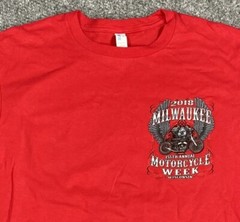 Suna Mens Milwaukee Motorcycle Rally T Shirt 2018 Red Short Sleeve Size Large