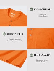 MAGCOMSEN Mens HenleyShirt ShortSleeve CottonLightweightCasual Summer Pocket Tee