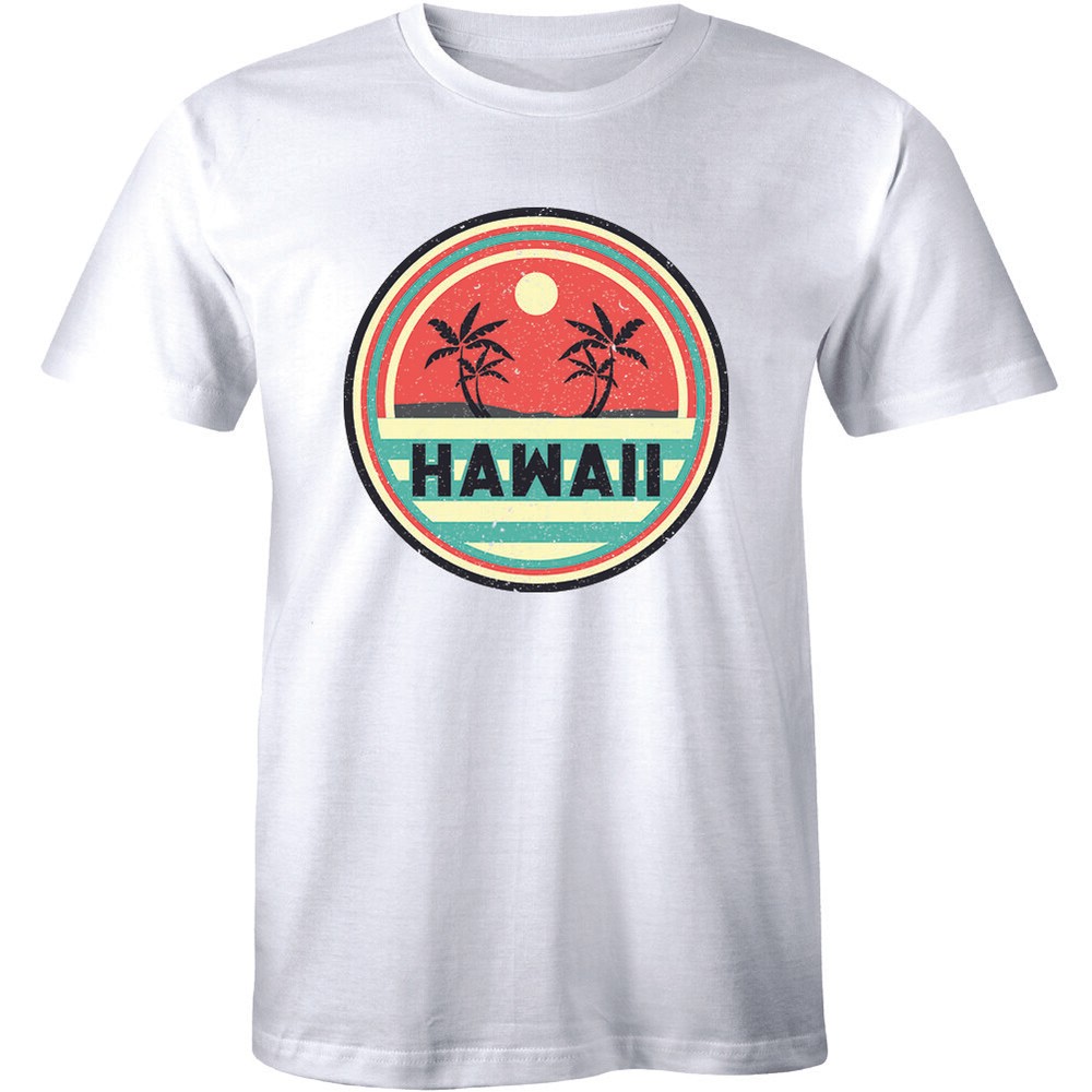 Old School 70’s Beautiful Hawaii Beach And Palm Tree Sunset Tee Men’s T-Shirt