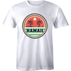 Old School 70’s Beautiful Hawaii Beach And Palm Tree Sunset Tee Men’s T-Shirt